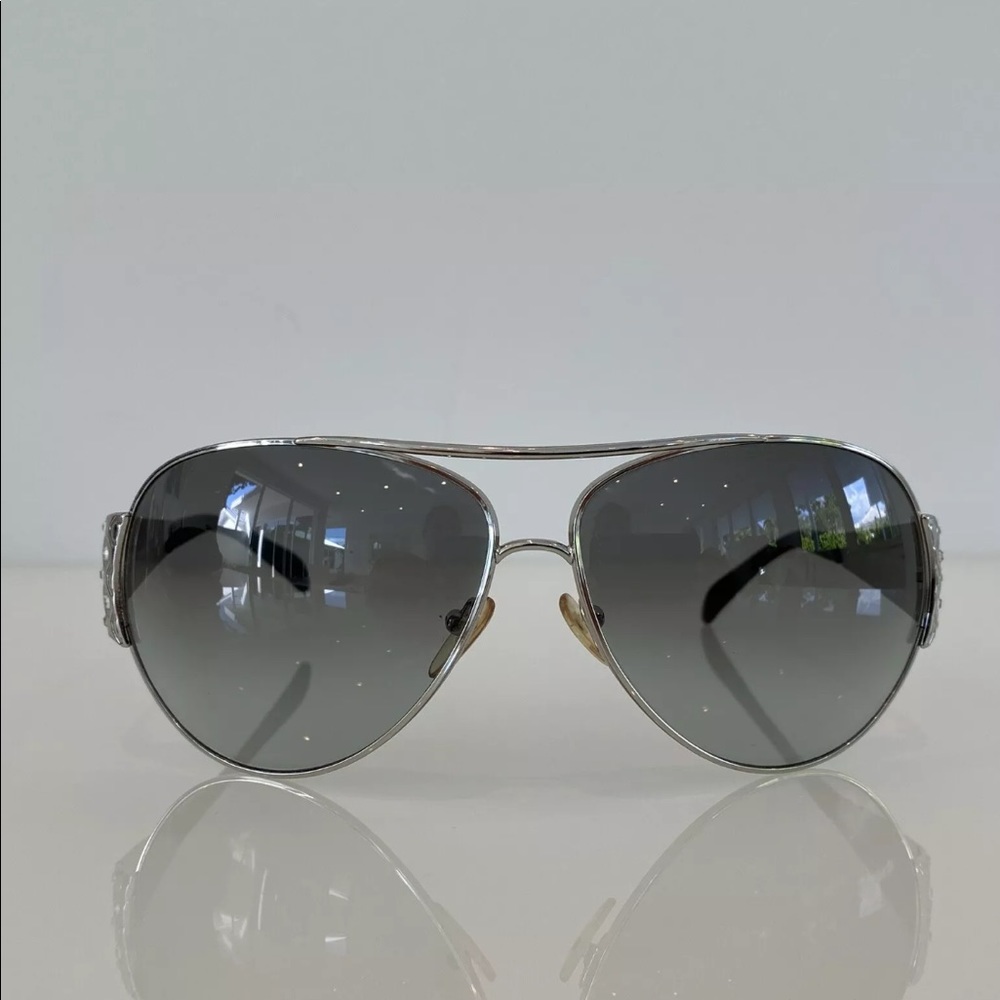 Prada Gray Gradient Silver Aviator Sunglasses - image 8